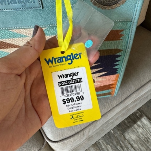 WRANGLER leather aztec concealed carry turquoise tote bag NWT - Picture 4 of 16